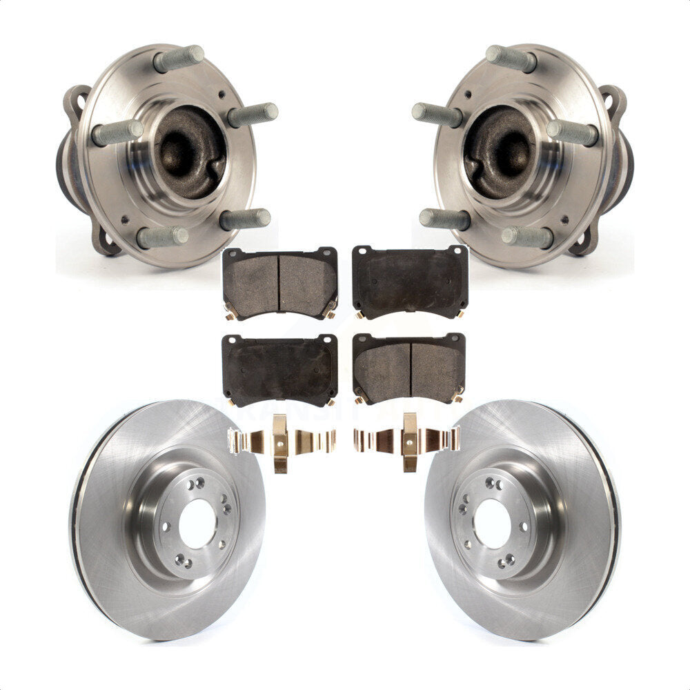 Hub Bearing Assembly Disc Brake Rotor & Pads Front Kit For Hyundai Genesis Equus