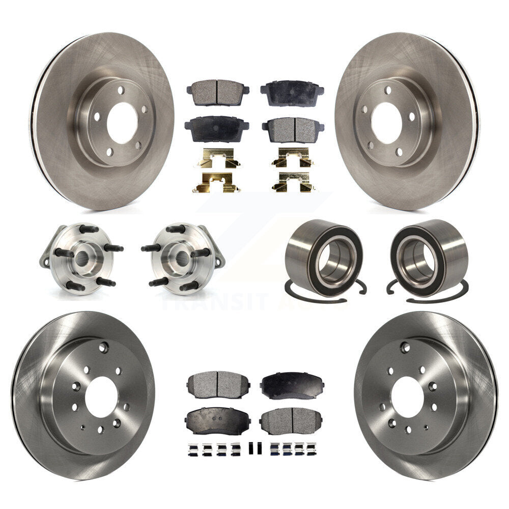 Hub Bearing Brake Rotor Pads Front Rear Kit (10Pc) For Ford Edge Lincoln MKX AWD