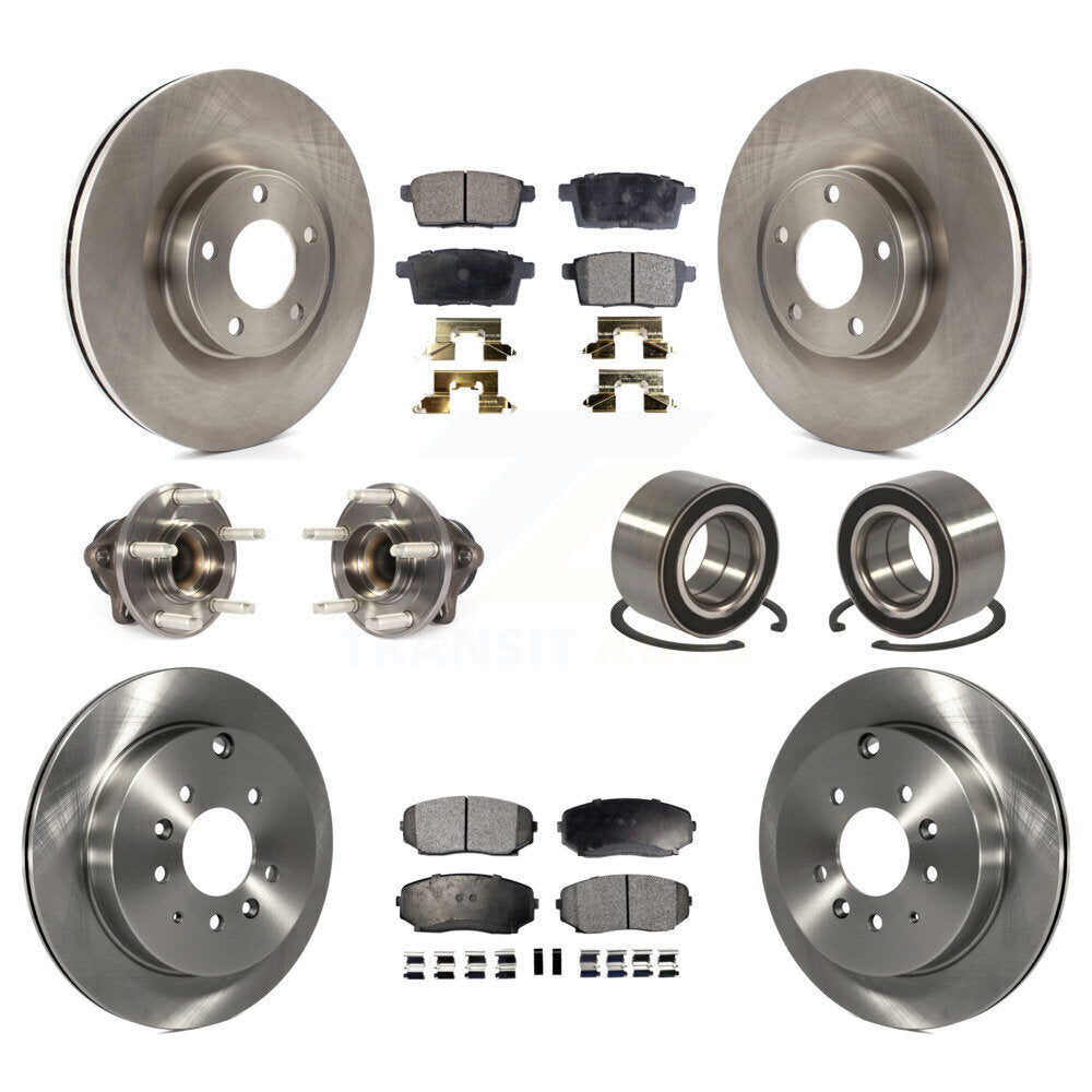 Hub Bearing Brake Rotor Pads Front Rear Kit (10Pc) For Ford Edge Lincoln MKX FWD