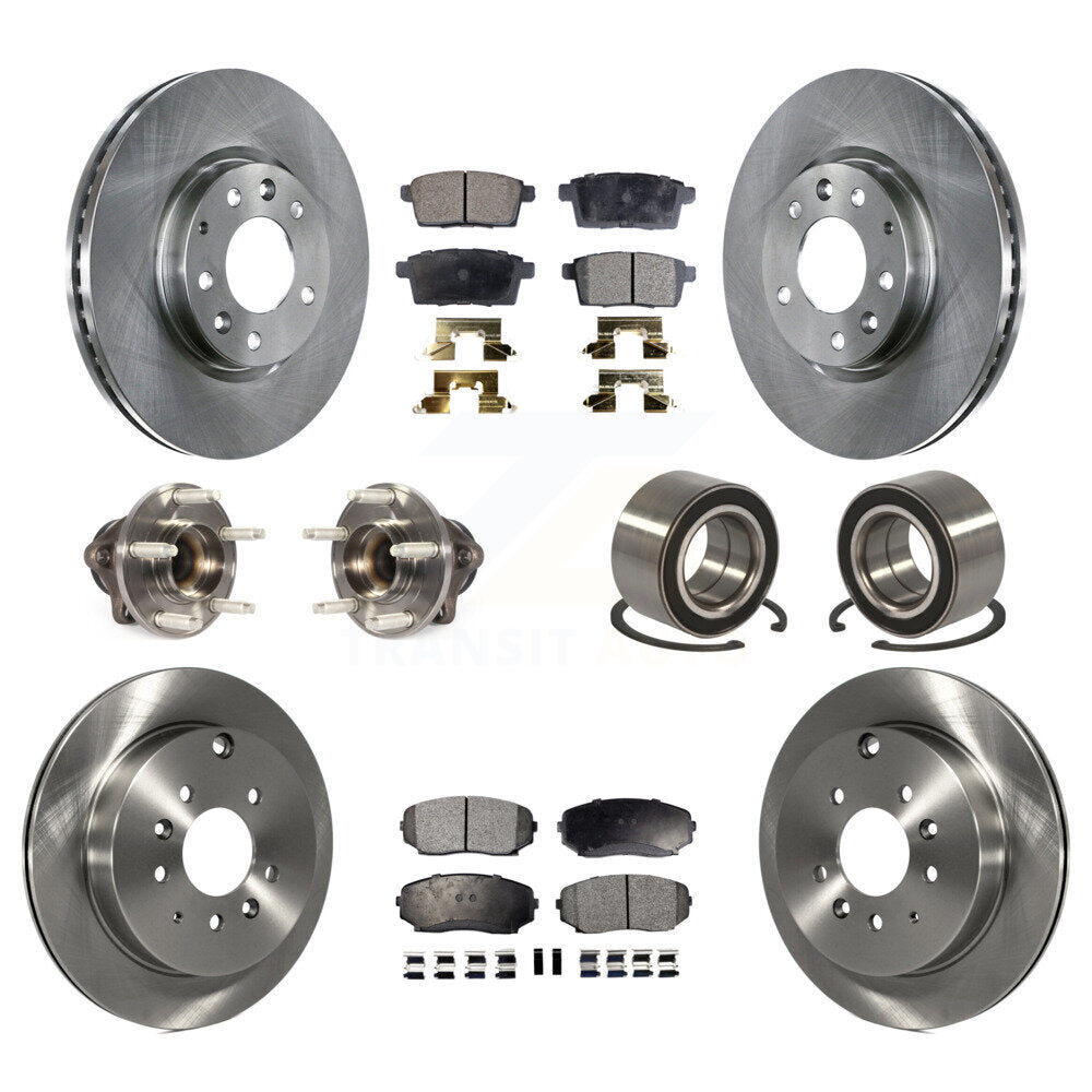 Hub Bearing Brake Rotor Pads Front Rear Kit (10Pc) For Ford Edge Lincoln MKX FWD