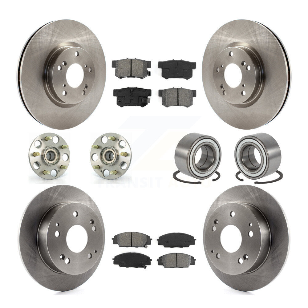 Hub Bearing Brake Rotor Pad Front Rear Kit (10Pc) For 2002-2006 Acura RSX Type-S