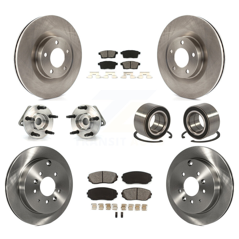 Hub Bearing Brake Rotor Pads Front Rear Kit (10Pc) For Ford Edge Lincoln MKX AWD