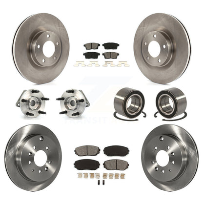 Hub Bearing Brake Rotor Pads Front Rear Kit (10Pc) For Ford Edge Lincoln MKX AWD