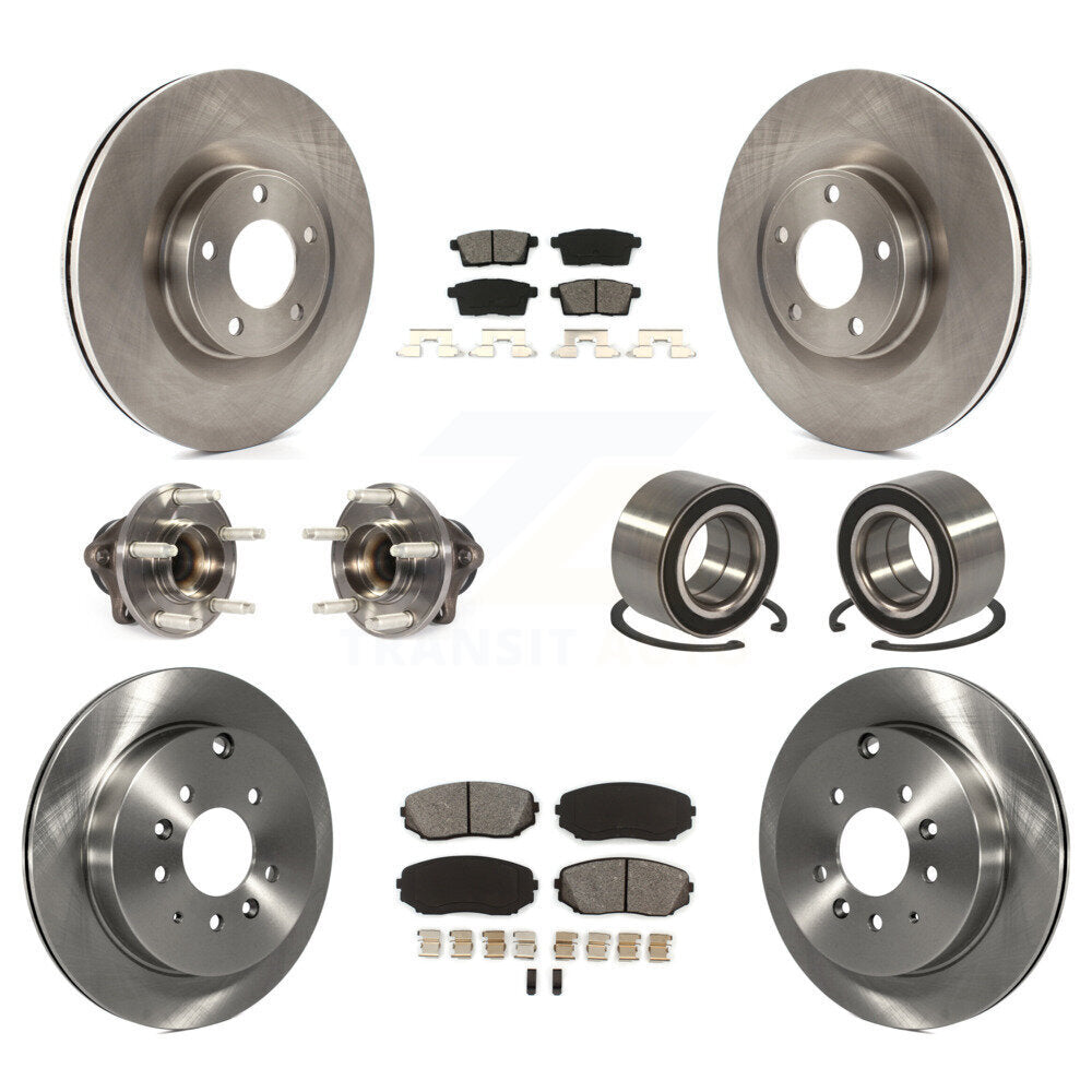 Hub Bearing Brake Rotor Pads Front Rear Kit (10Pc) For Ford Edge Lincoln MKX FWD