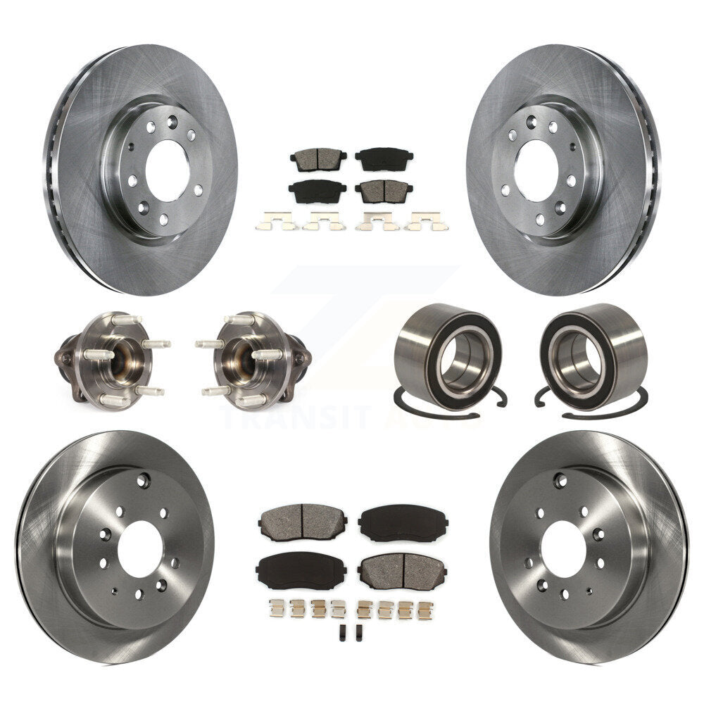 Hub Bearing Brake Rotor Pads Front Rear Kit (10Pc) For Ford Edge Lincoln MKX FWD
