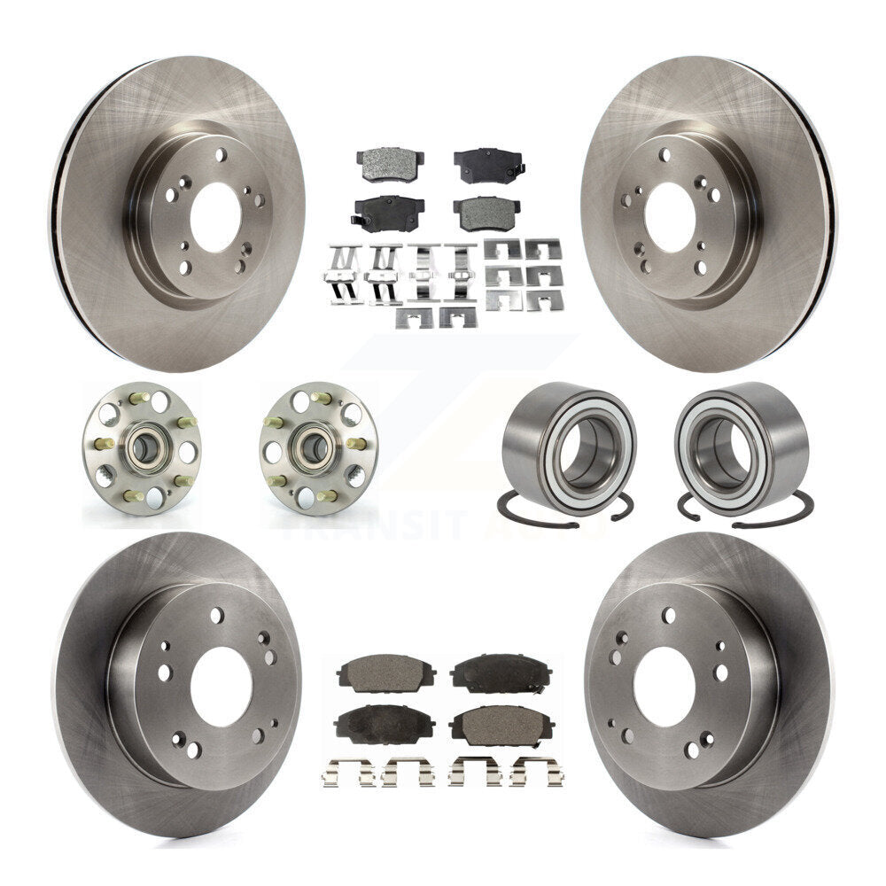 Hub Bearing Brake Rotor Pad Front Rear Kit (10Pc) For 2002-2006 Acura RSX Type-S