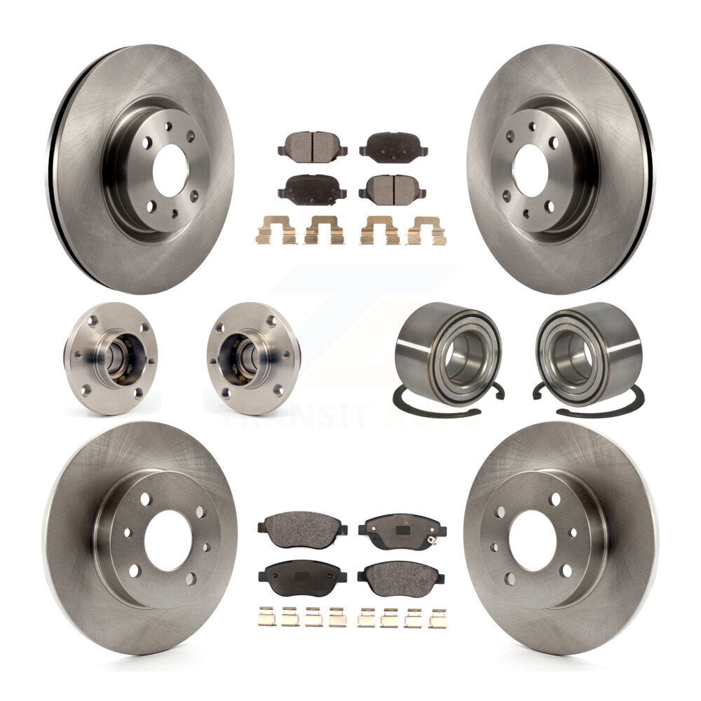 Hub Bearing Disc Brake Rotor And Ceramic Pads Front Rear Kit (10Pc) For Fiat 500