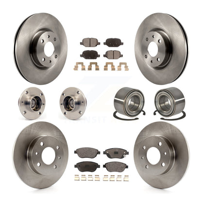 Hub Bearing Disc Brake Rotor And Ceramic Pads Front Rear Kit (10Pc) For Fiat 500