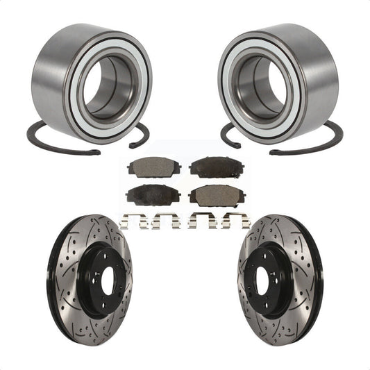 Wheel Bearing Drilled Slot Brake Rotor Pads Front Kit For 02-06 Acura RSX Type-S
