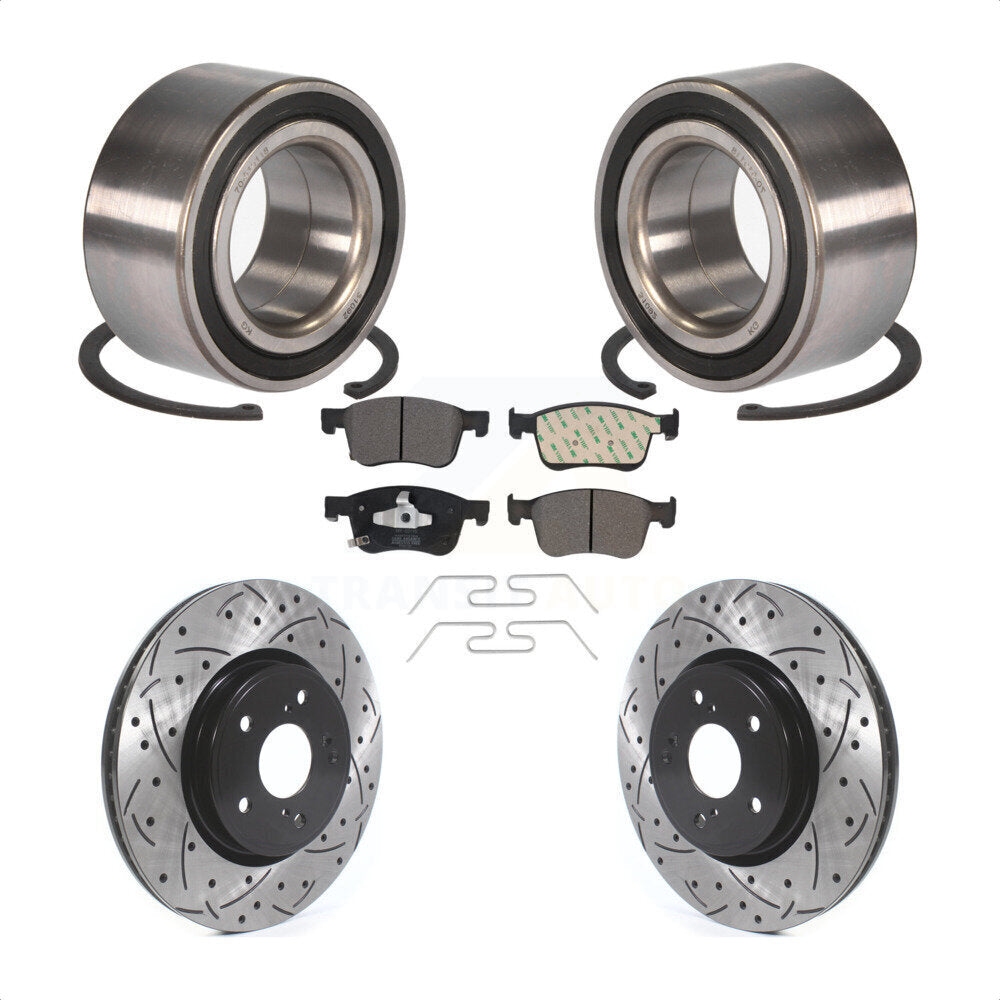 Wheel Bearing Coated Drilled Slotted Brake Rotor Pads Front Kit For Honda Accord