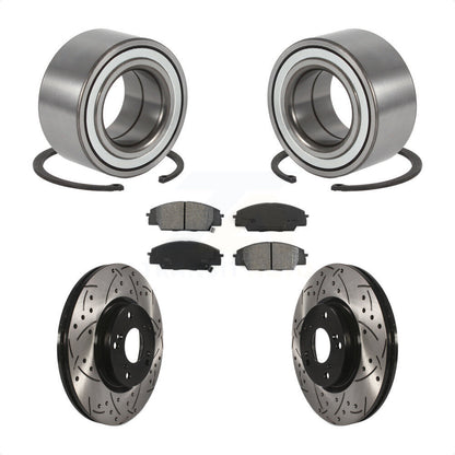 Wheel Bearing Drilled Slot Brake Rotor Pads Front Kit For 02-06 Acura RSX Type-S