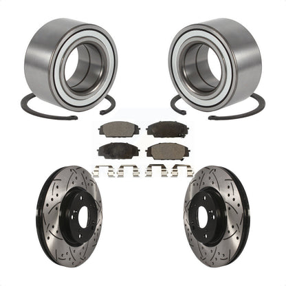Wheel Bearing Drilled Slot Brake Rotor Pads Front Kit For 02-06 Acura RSX Type-S