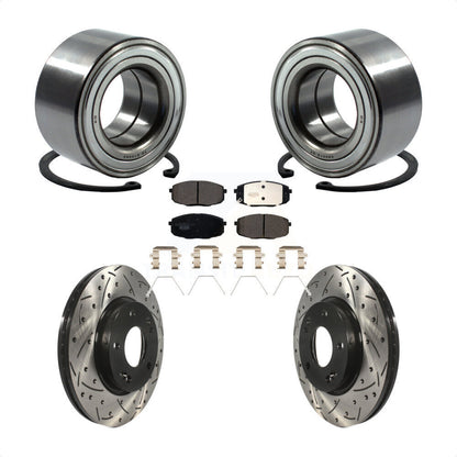 Wheel Bearing Coated Drilled Slot Brake Rotor & Pad Front Kit For Kia Soul Forte