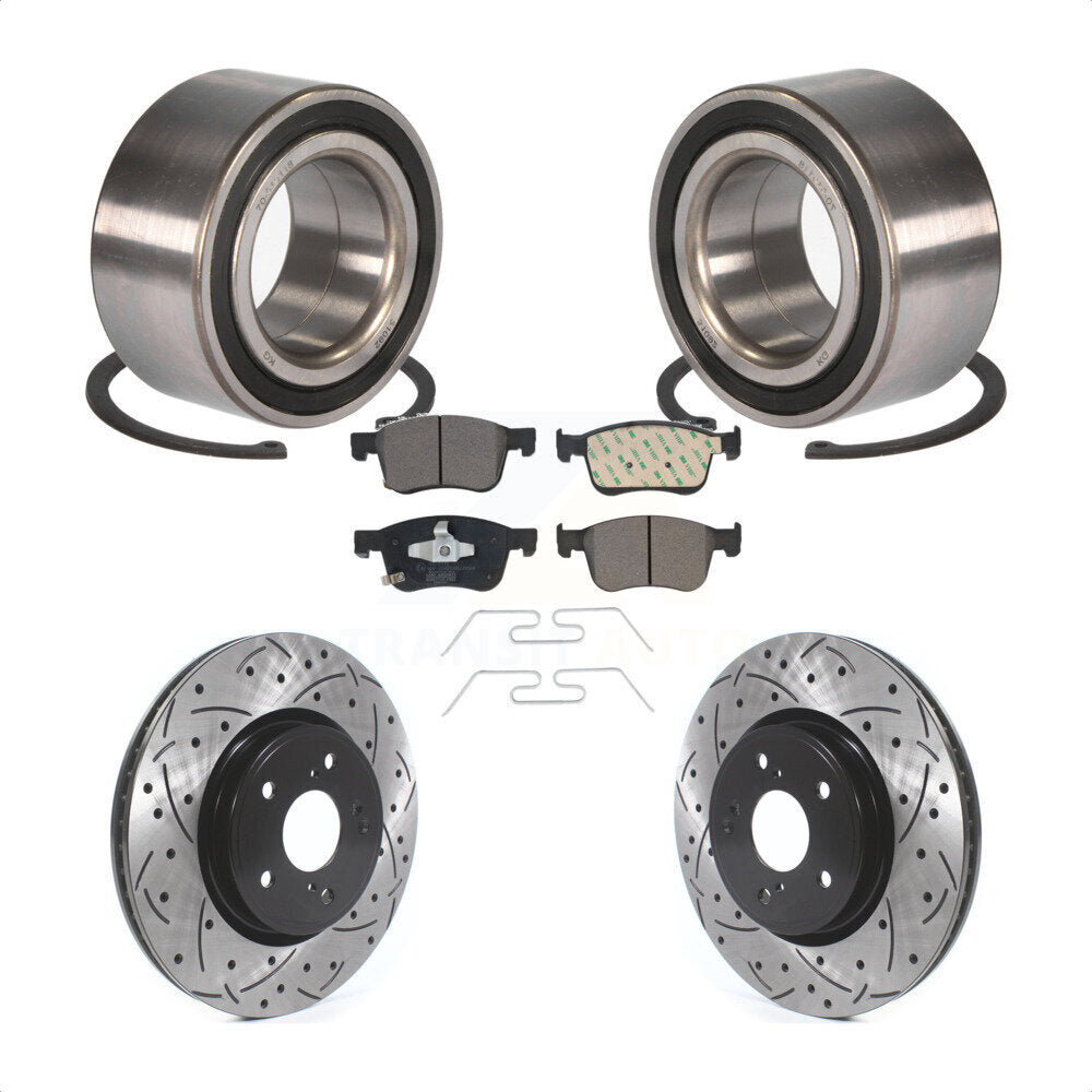 Wheel Bearing Coated Drilled Slotted Brake Rotor Pads Front Kit For Honda Accord