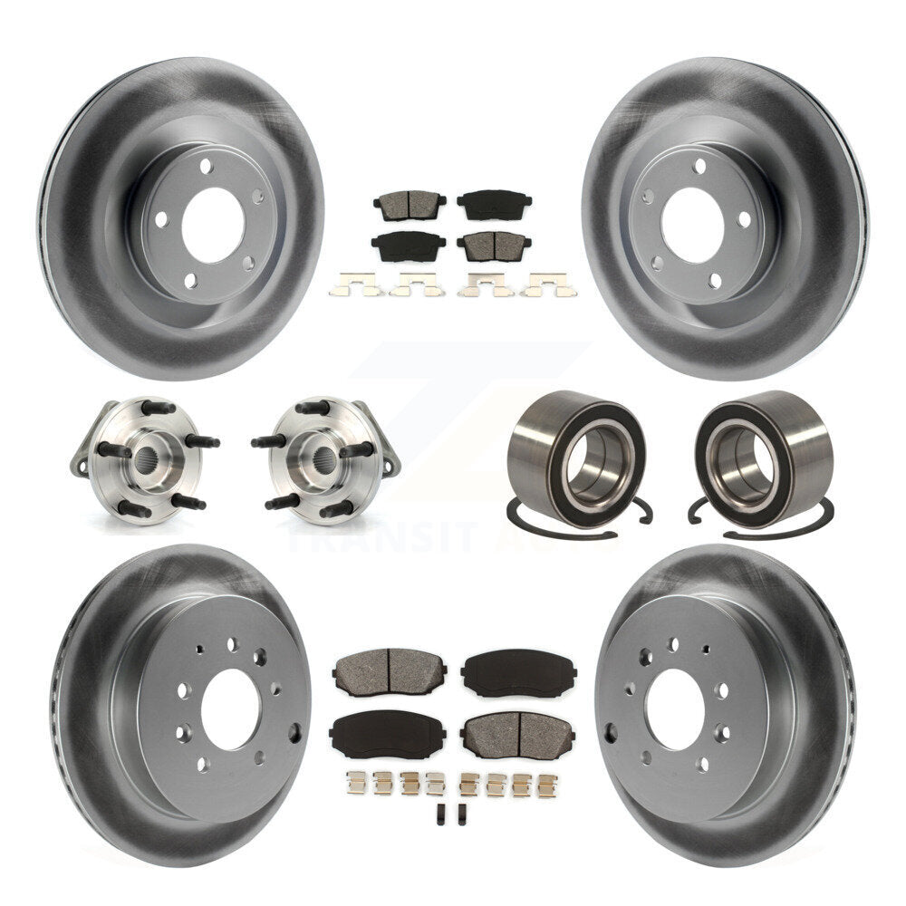 Hub Bearing Coat Brake Rotor Pad Front Rear Kit (10Pc) For Ford Edge Lincoln MKX