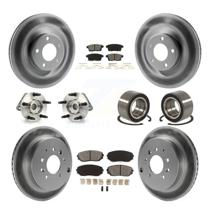 Hub Bearing Coat Brake Rotor Pad Front Rear Kit (10Pc) For Ford Edge Lincoln MKX