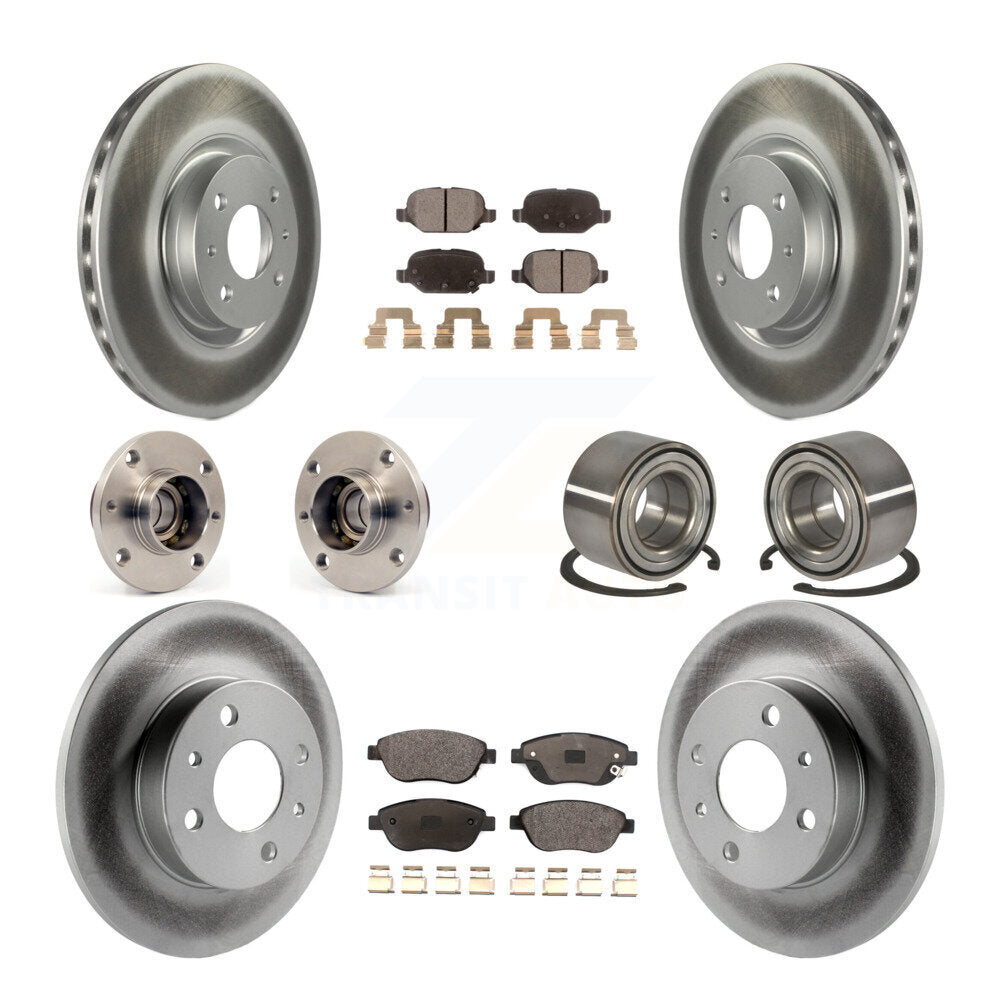 Hub Bearing Coated Disc Brake Rotors And Pads Front Rear Kit (10Pc) For Fiat 500