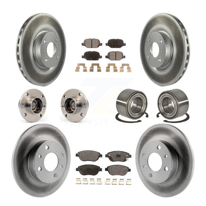 Hub Bearing Coated Disc Brake Rotors And Pads Front Rear Kit (10Pc) For Fiat 500