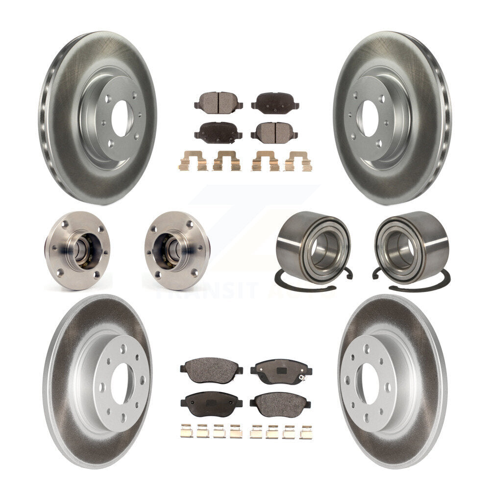 Hub Bearing Coated Disc Brake Rotors And Pads Front Rear Kit (10Pc) For Fiat 500