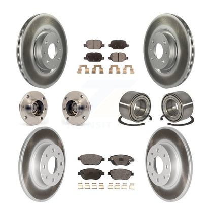 Hub Bearing Coated Disc Brake Rotors And Pads Front Rear Kit (10Pc) For Fiat 500