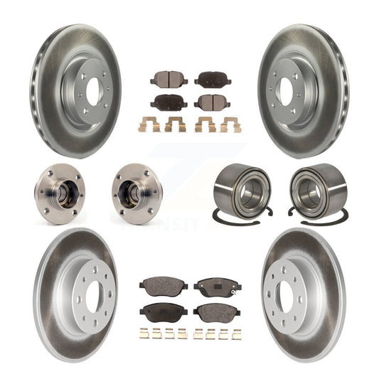 Hub Bearing Coated Disc Brake Rotors And Pads Front Rear Kit (10Pc) For Fiat 500