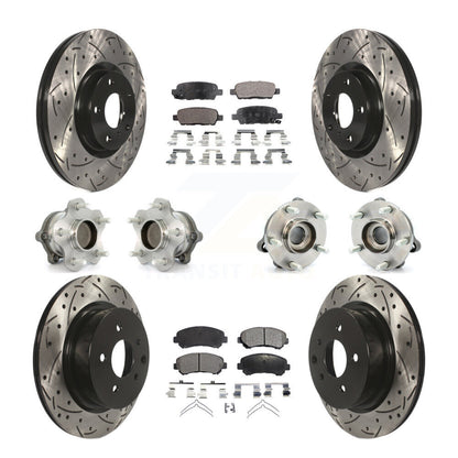 Hub Bearing Coated Disc Brake Rotor Pads Front Rear Kit (10Pc) For Nissan Maxima