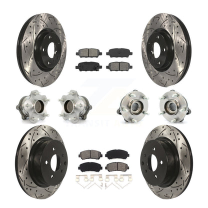 Hub Bearing Coated Disc Brake Rotor Pads Front Rear Kit (10Pc) For Nissan Maxima