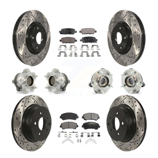 Hub Bearing Coated Disc Brake Rotor Pads Front Rear Kit (10Pc) For Nissan Maxima