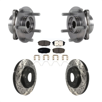 Hub Bearing Drilled Slot Brake Rotor Pad Front Kit For Kia Forte Hyundai Elantra