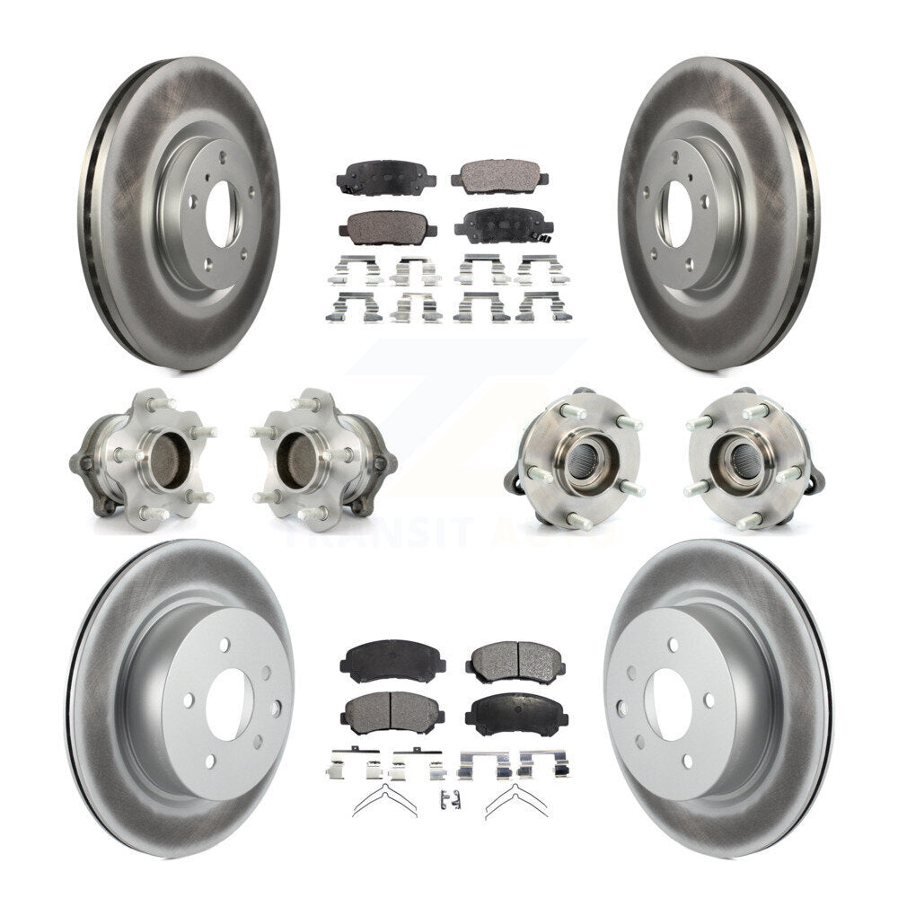 Hub Bearing Coated Disc Brake Rotor Pads Front Rear Kit (10Pc) For Nissan Maxima