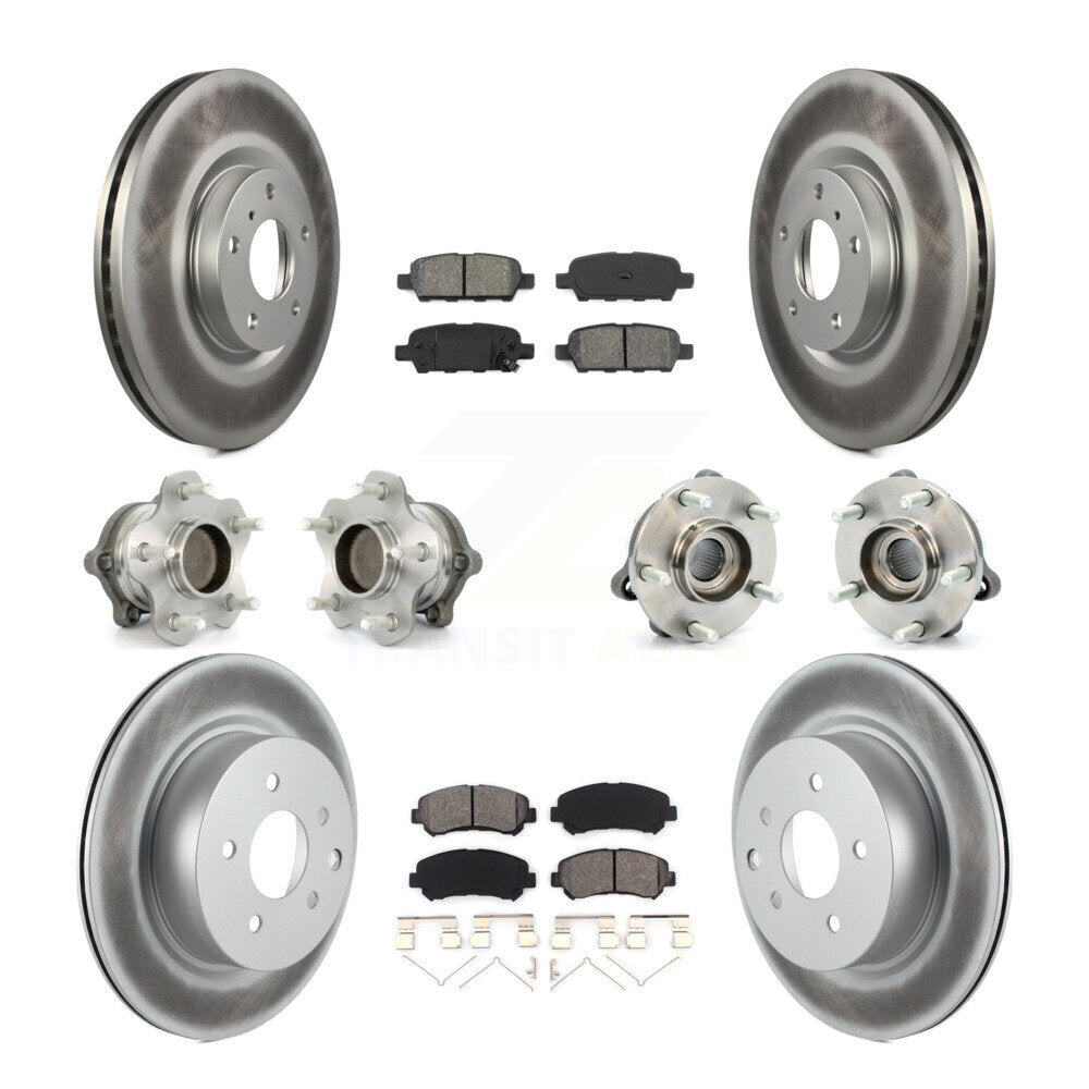 Hub Bearing Coated Disc Brake Rotor Pads Front Rear Kit (10Pc) For Nissan Maxima