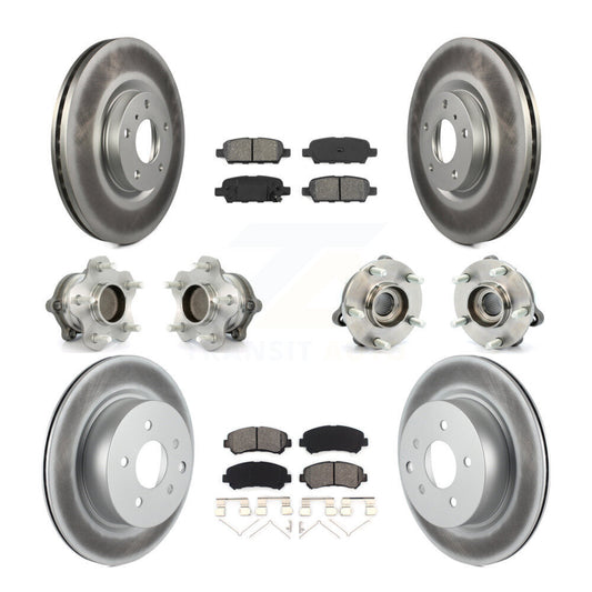 Hub Bearing Coated Disc Brake Rotor Pads Front Rear Kit (10Pc) For Nissan Maxima