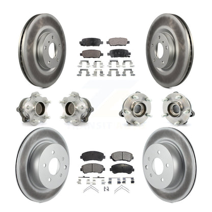 Hub Bearing Coated Disc Brake Rotor Pads Front Rear Kit (10Pc) For Nissan Maxima