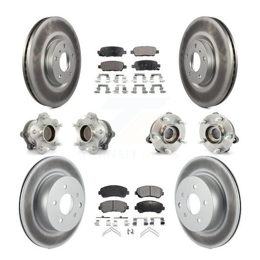 Hub Bearing Coated Disc Brake Rotor Pads Front Rear Kit (10Pc) For Nissan Maxima