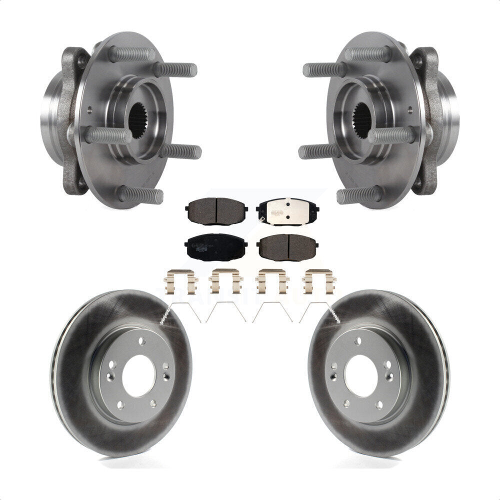 Hub Bearing Coated Brake Rotor & Pads Front Kit For Kia Forte Hyundai Elantra GT