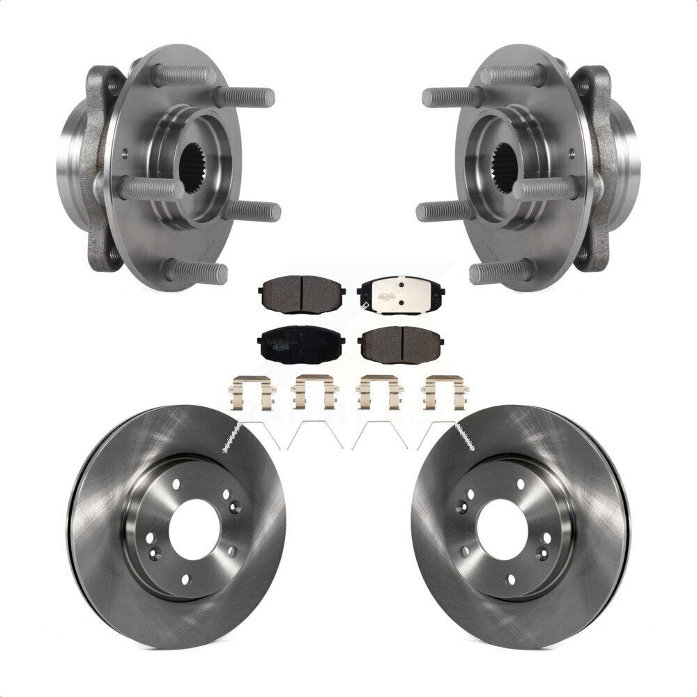 Hub Bearing Brake Rotor & Pads Front Kit For Kia Forte Hyundai Elantra GT Forte5