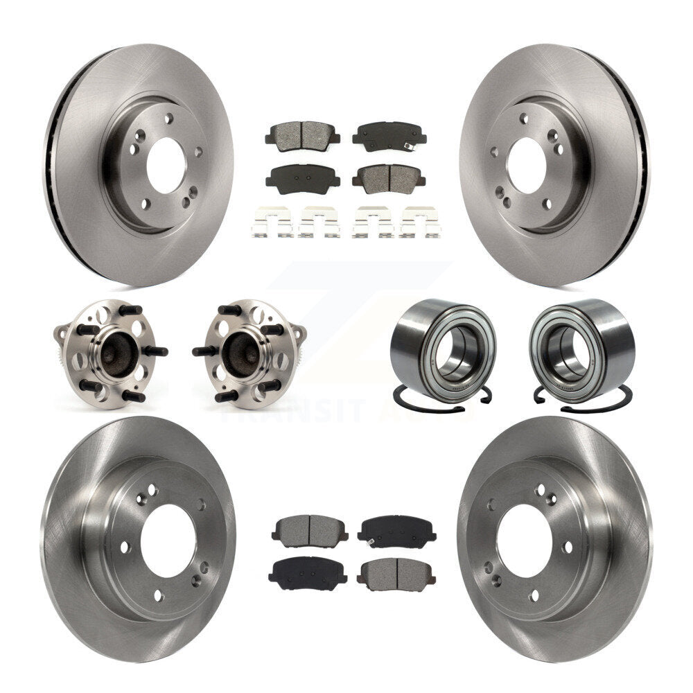 Hub Bearings Disc Brake Rotors And Pads Front Rear Kit (10Pc) For Kia Forte Koup