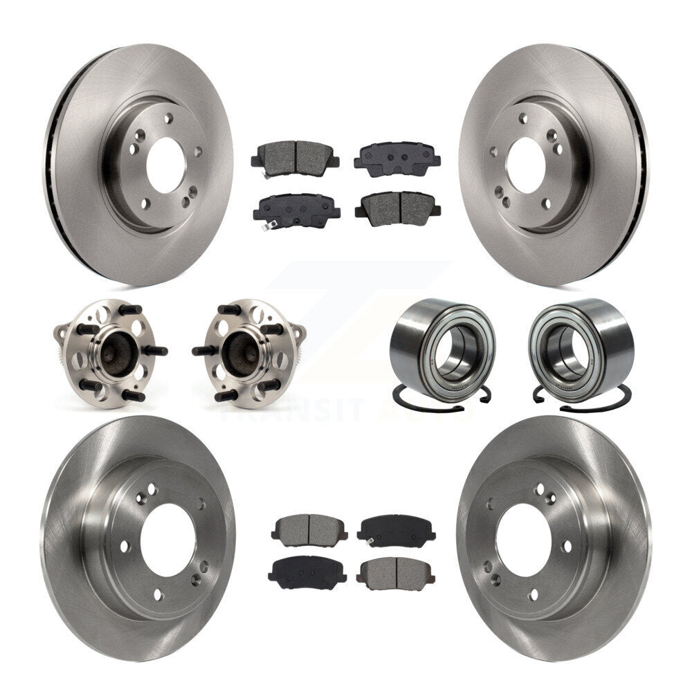 Hub Bearing Brake Rotor & Pad Front Rear Kit (10Pc) For Kia Forte Forte5 Hyundai