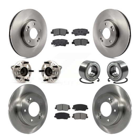 Hub Bearing Brake Rotor & Pad Front Rear Kit (10Pc) For Kia Forte Forte5 Hyundai