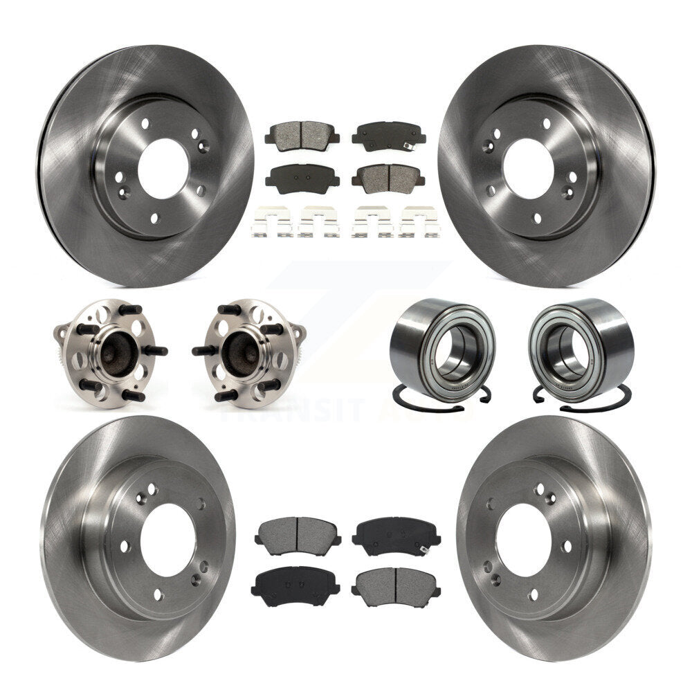 Hub Bearing Brake Rotor And Pad Front Rear Kit (10Pc) For Hyundai Elantra GT Kia