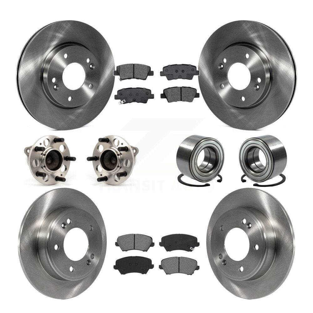 Hub Bearing Brake Rotor & Pad Front Rear Kit (10Pc) For Kia Forte Hyundai Forte5