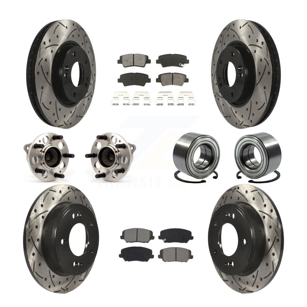 Hub Bearing Coated Disc Brake Rotor Pad Front Rear Kit (10Pc) For Kia Forte Koup