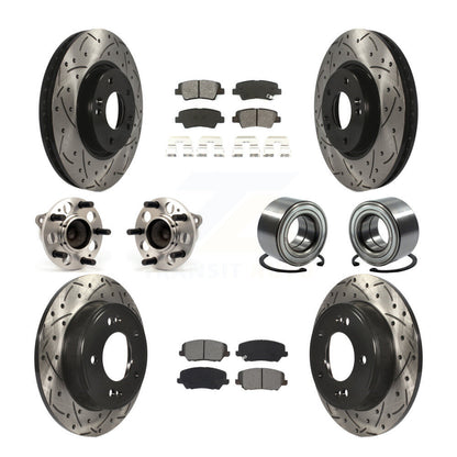 Hub Bearing Coated Disc Brake Rotor Pad Front Rear Kit (10Pc) For Kia Forte Koup