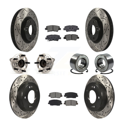 Hub Bearing Coated Brake Rotor & Pads Front Rear Kit (10Pc) For Kia Forte Forte5