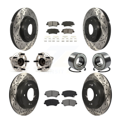 Hub Bearing Coated Brake Rotor Pads Front Rear Kit (10Pc) For Hyundai Elantra GT