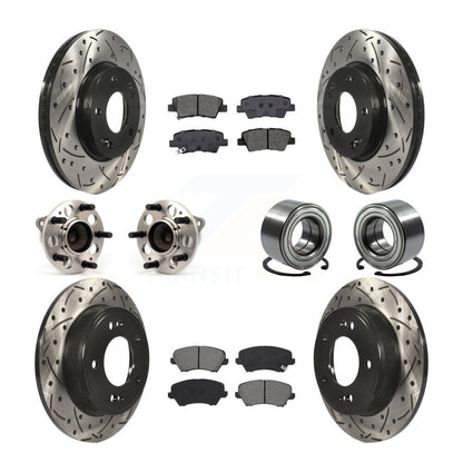 Hub Bearing Coat Brake Rotor Pads Front Rear Kit (10Pc) For Kia Forte Hyundai GT