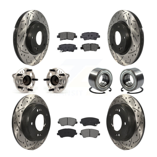 Hub Bearing Coat Brake Rotor Pads Front Rear Kit (10Pc) For Kia Forte Hyundai GT