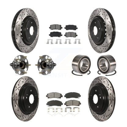 Hub Bearing Coated Brake Rotor Pad Front Rear Kit (10Pc) For 15-20 Acura TLX FWD