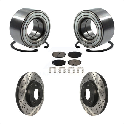 Wheel Bearing Coated Drilled Slot Brake Rotor & Pad Front Kit For Kia Soul Forte