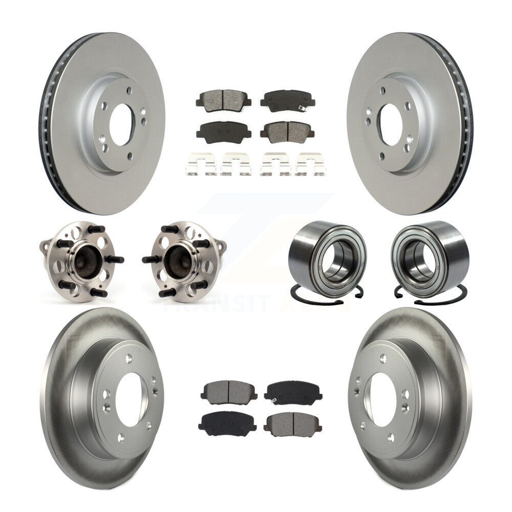 Hub Bearing Coated Disc Brake Rotor Pad Front Rear Kit (10Pc) For Kia Forte Koup
